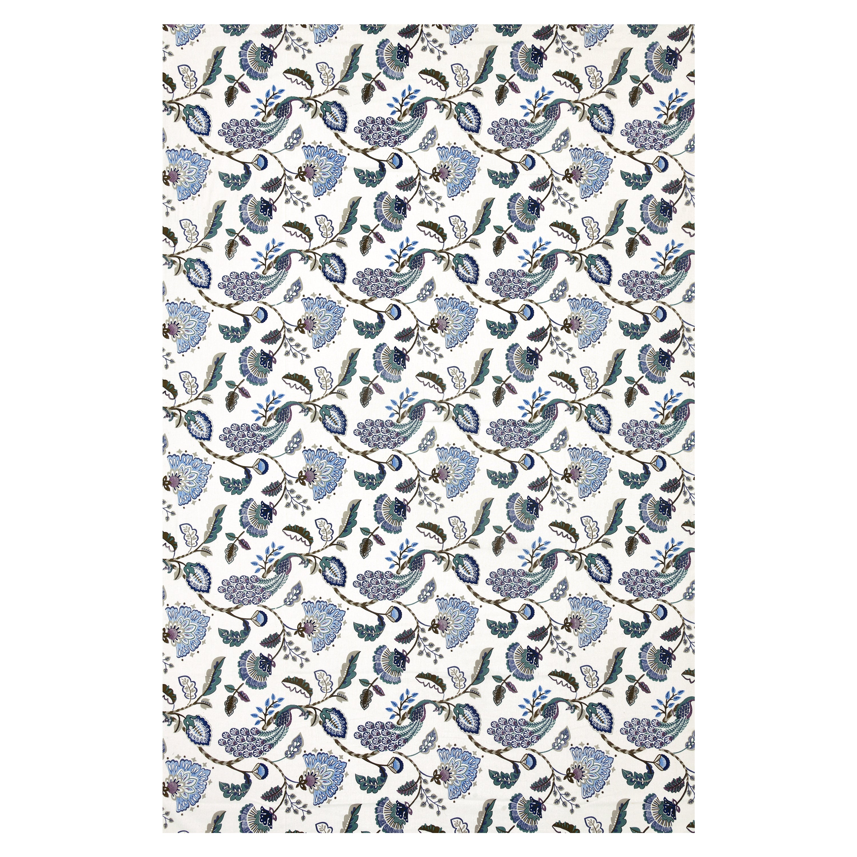 Blue Peacock & Floral Single Bedsheet