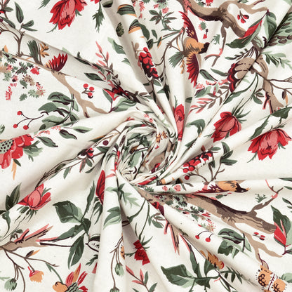Red Blossom Bird & Floral Single Bedsheet