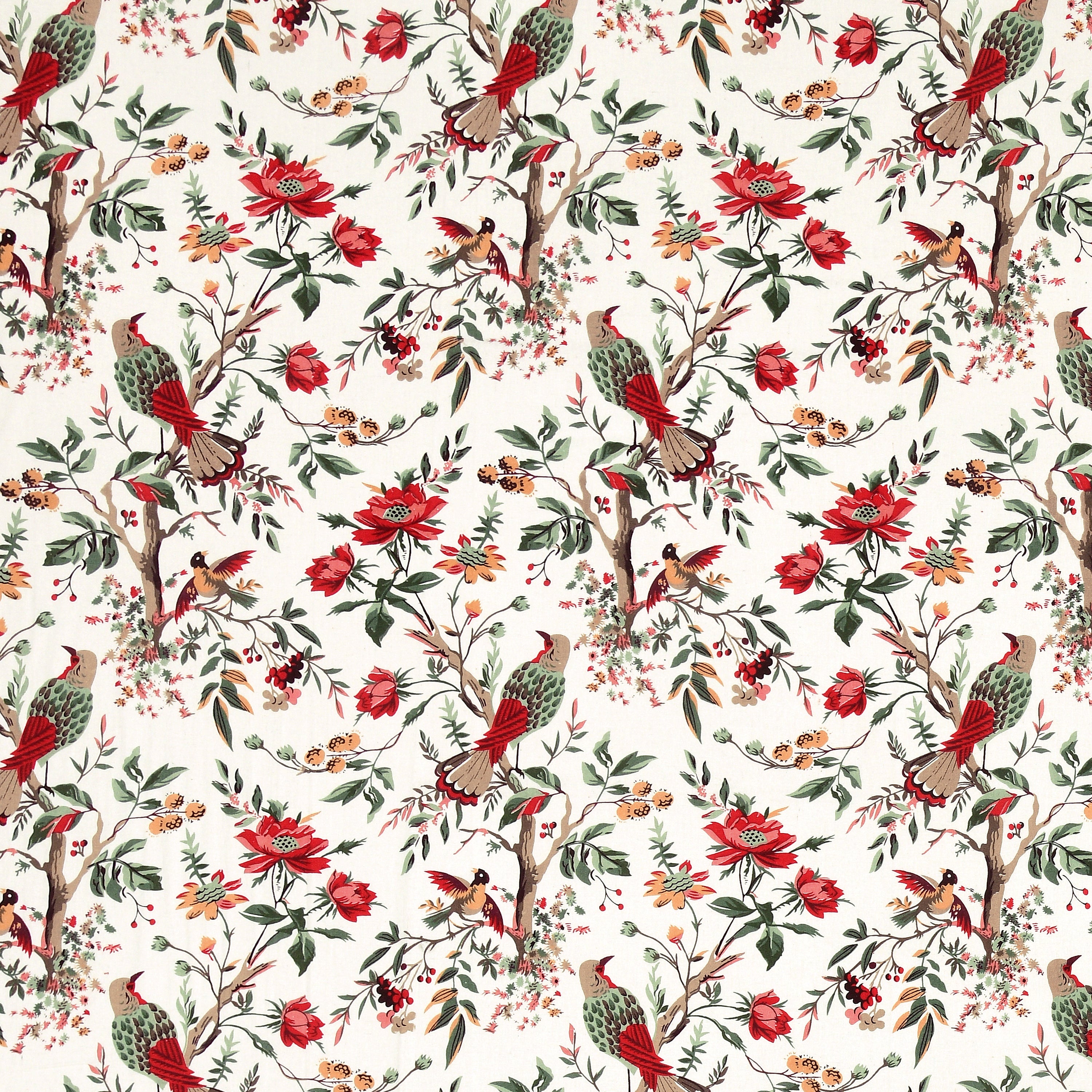 Red Blossom Bird & Floral Single Bedsheet