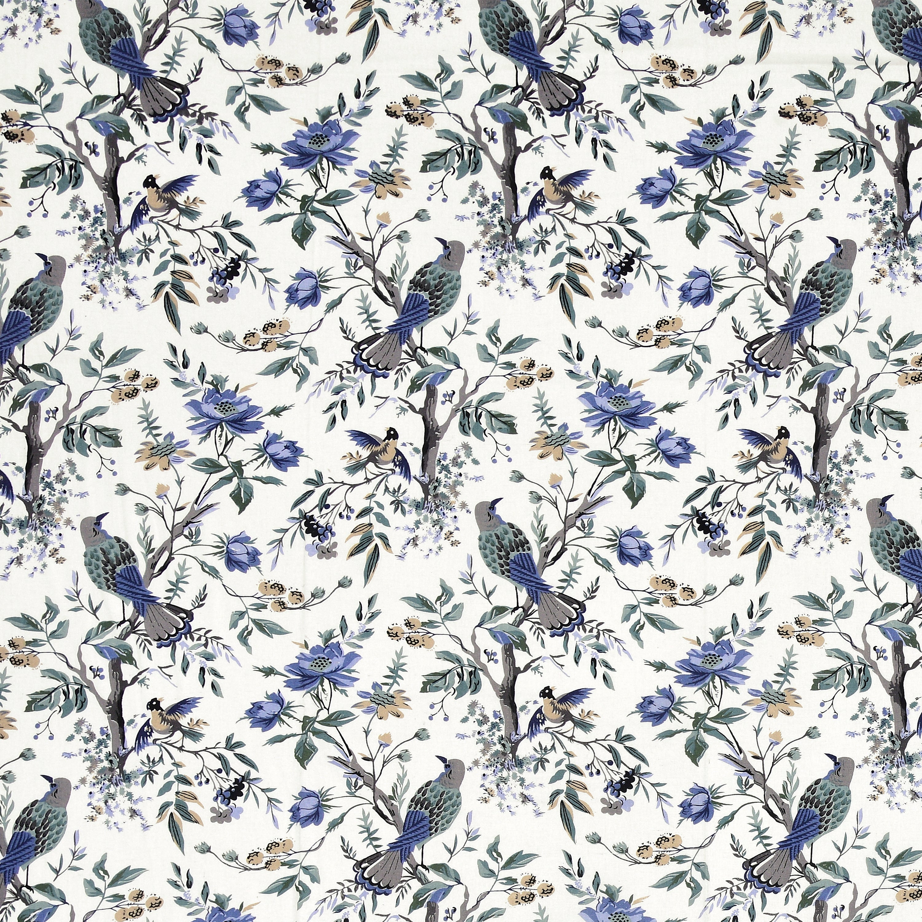 Blue Blossom Bird & Floral Single Bedsheet