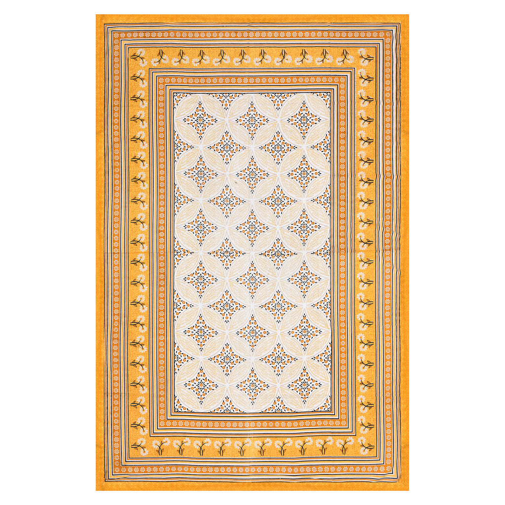 Heritage Bloom Wave – Golden Marigold Single Bedsheet