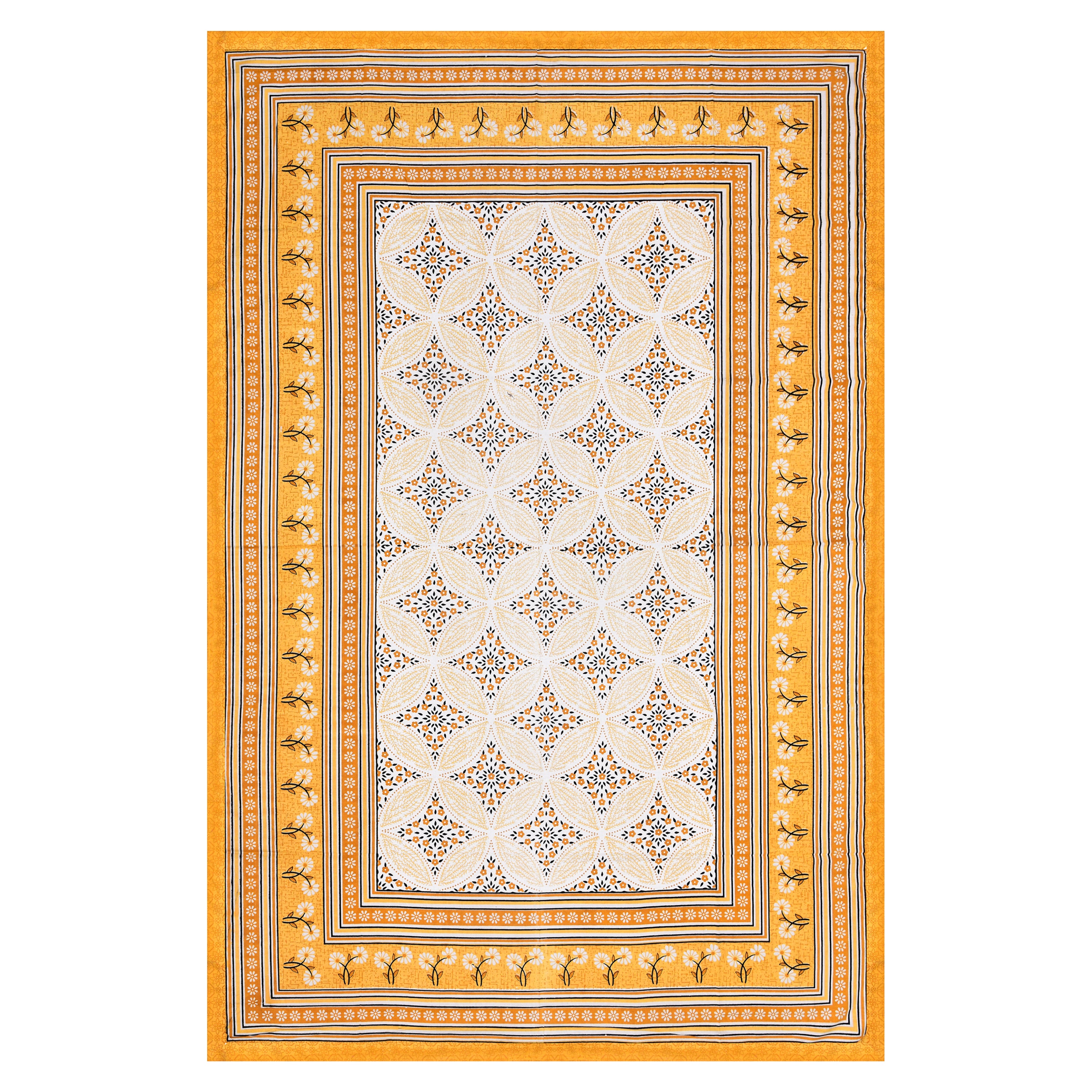Heritage Bloom Wave – Golden Marigold Single Bedsheet