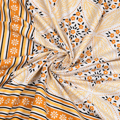 Heritage Bloom Wave – Golden Marigold Single Bedsheet
