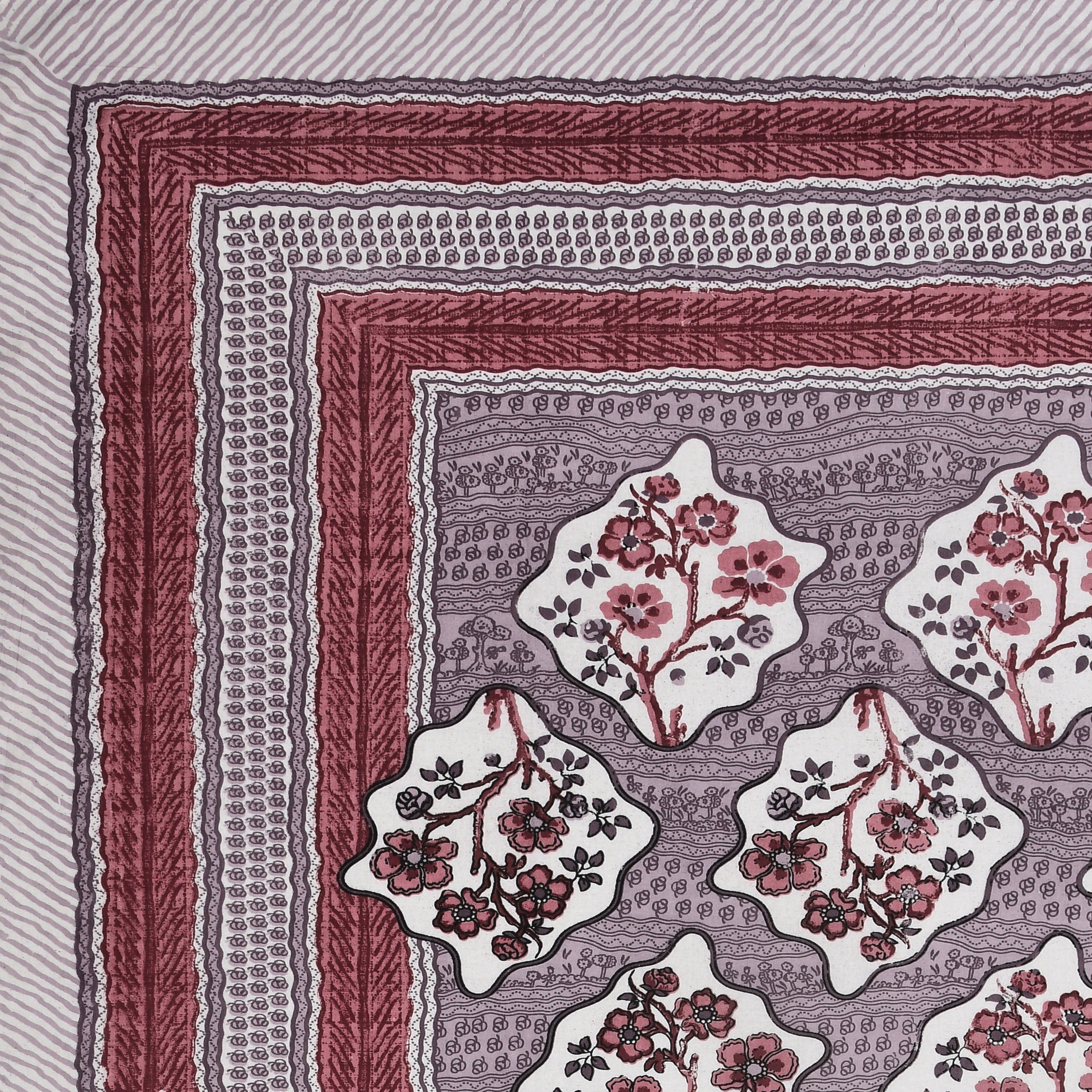 Regal Blossom Frame Maroon Grey Single Bedsheet