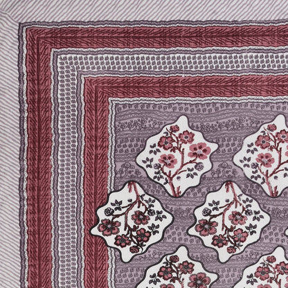 Regal Blossom Frame Maroon Grey Single Bedsheet