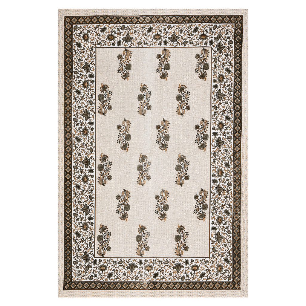 Floral Print Beige Cotton Single Bedsheet
