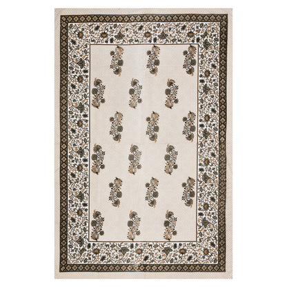 Floral Print Beige Cotton Single Bedsheet